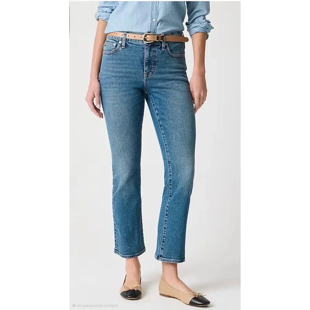 J CREW Flare Crop Jeans Womens 29 Blue Medium Wash All-day Stretch